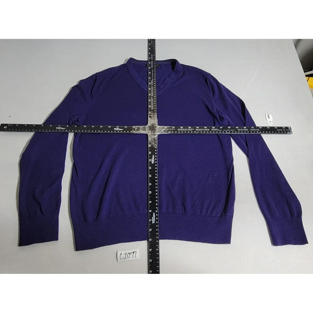 Banana Republic Mens Purple Silk Cotton Cashmere V-Neck Sweater M Luxury Blend